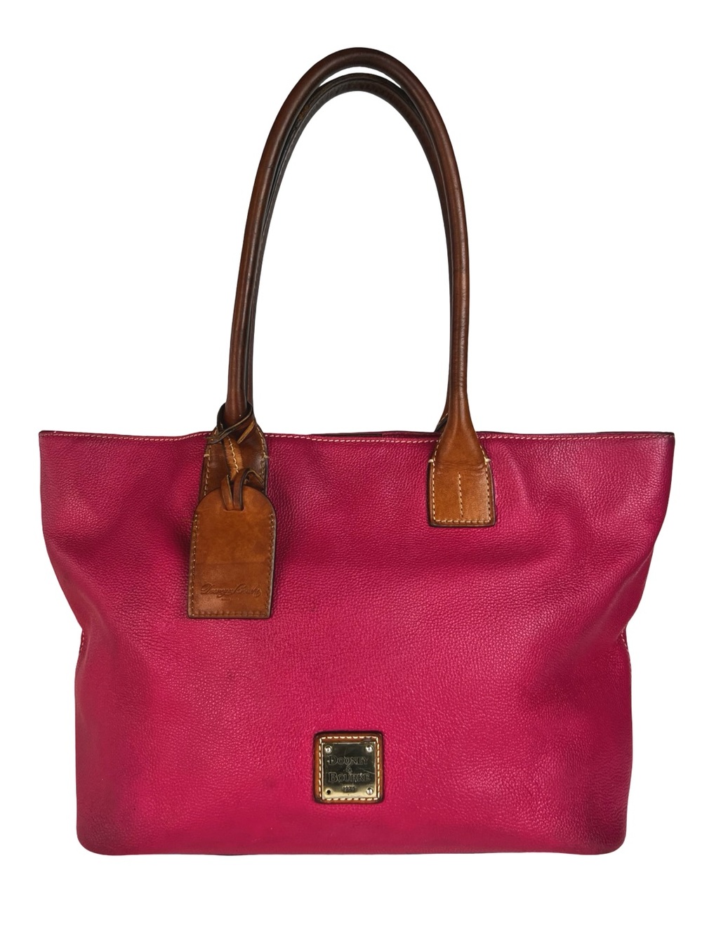 Dooney & Bourke Pebbled Leather Tote Bag Pink Y2K Shoulder Purse Large